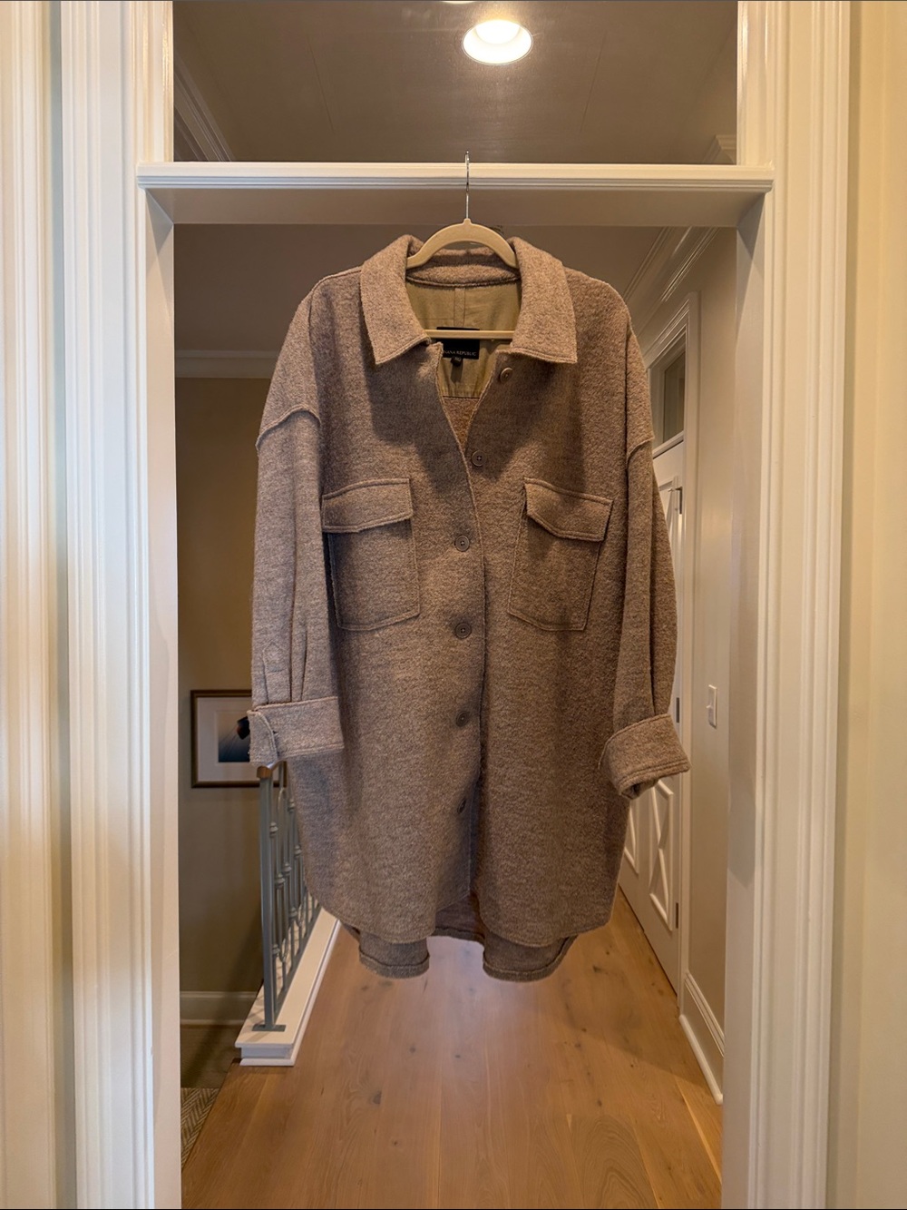 Banana Republic Oversized Wool-Blend Jacket in Taupe